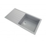 Carysil Concrete Grey Single Bowl With Drainer Board Granite Kitchen Sink Top/Flush/Under Mount 1000 x 500 x 220mm 